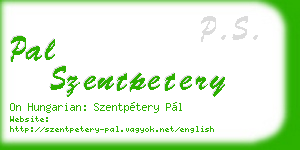 pal szentpetery business card