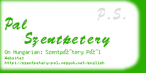 pal szentpetery business card